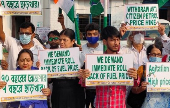 Increasing Commodity Prices, Fuel Prices : Tripura Congress staged Protests Increasing Commodity Prices, Fuel Prices : Tripura Congress staged Protests